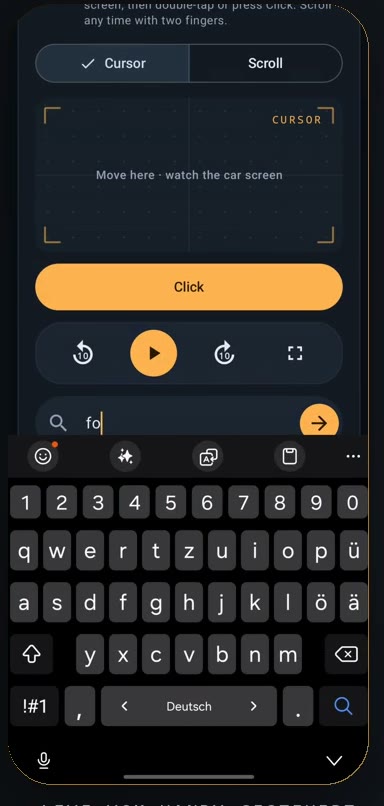 Media2Car-Fernbedienung auf dem Handy